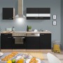 Respekta Küchenzeile KB220ESSC, 220 cm, Schwarz/Eiche Sägerau Nachbildung, mit E-Geräten.