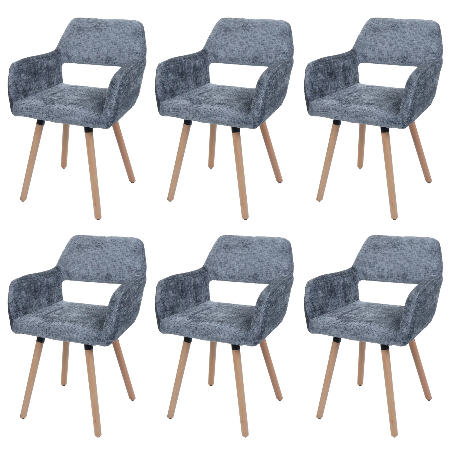 MCW Esszimmerstuhl A50 II 6er-Set Dunkelgrau Stoff/Textil Chenille 465g/m² günstig online kaufen