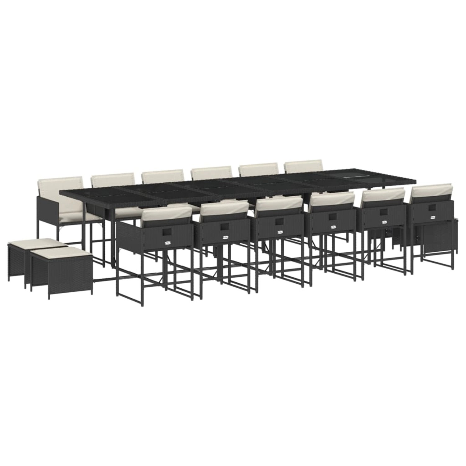 vidaXL 17-Tlg Garten-Essgruppe mit Kissen Schwarz Poly Rattan 3211362 günstig online kaufen