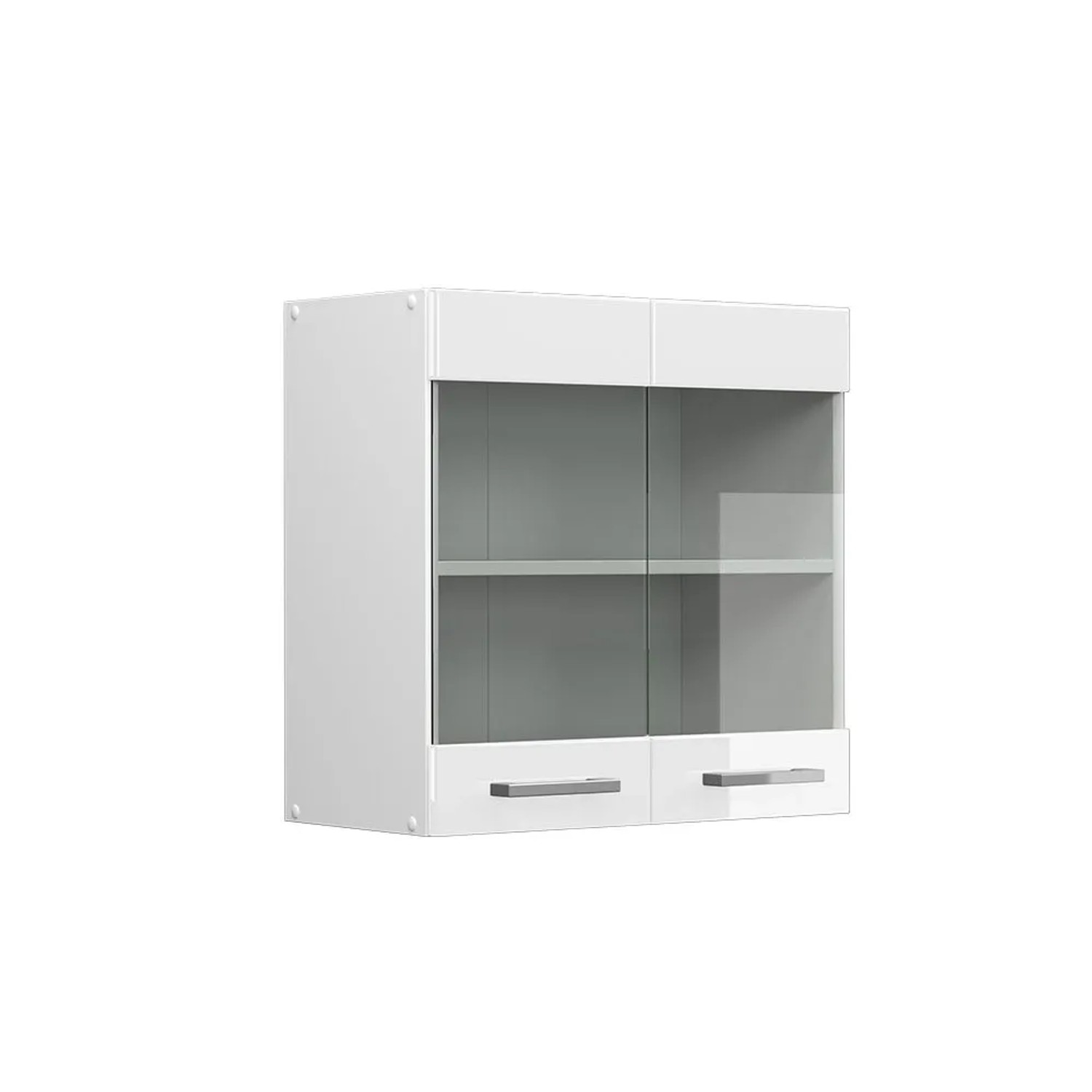 Vicco Küchenglasschrank R-Line Glashängeschrank Weiß Hochglanz Weiß 60 cm