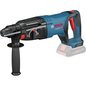 Bosch Professional GBH 18V-26D Akku-Bohrhammer (Solo) in Blau mit Zusatzhandgriff.
