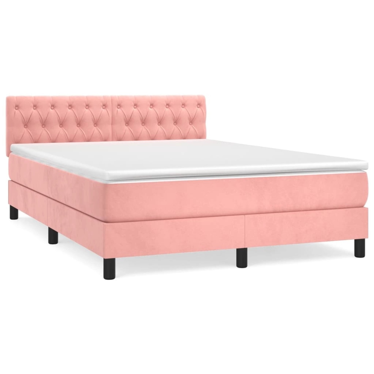 vidaXL Boxspringbett mit Matratze Rosa 140x200 cm Samt 3141490 günstig online kaufen