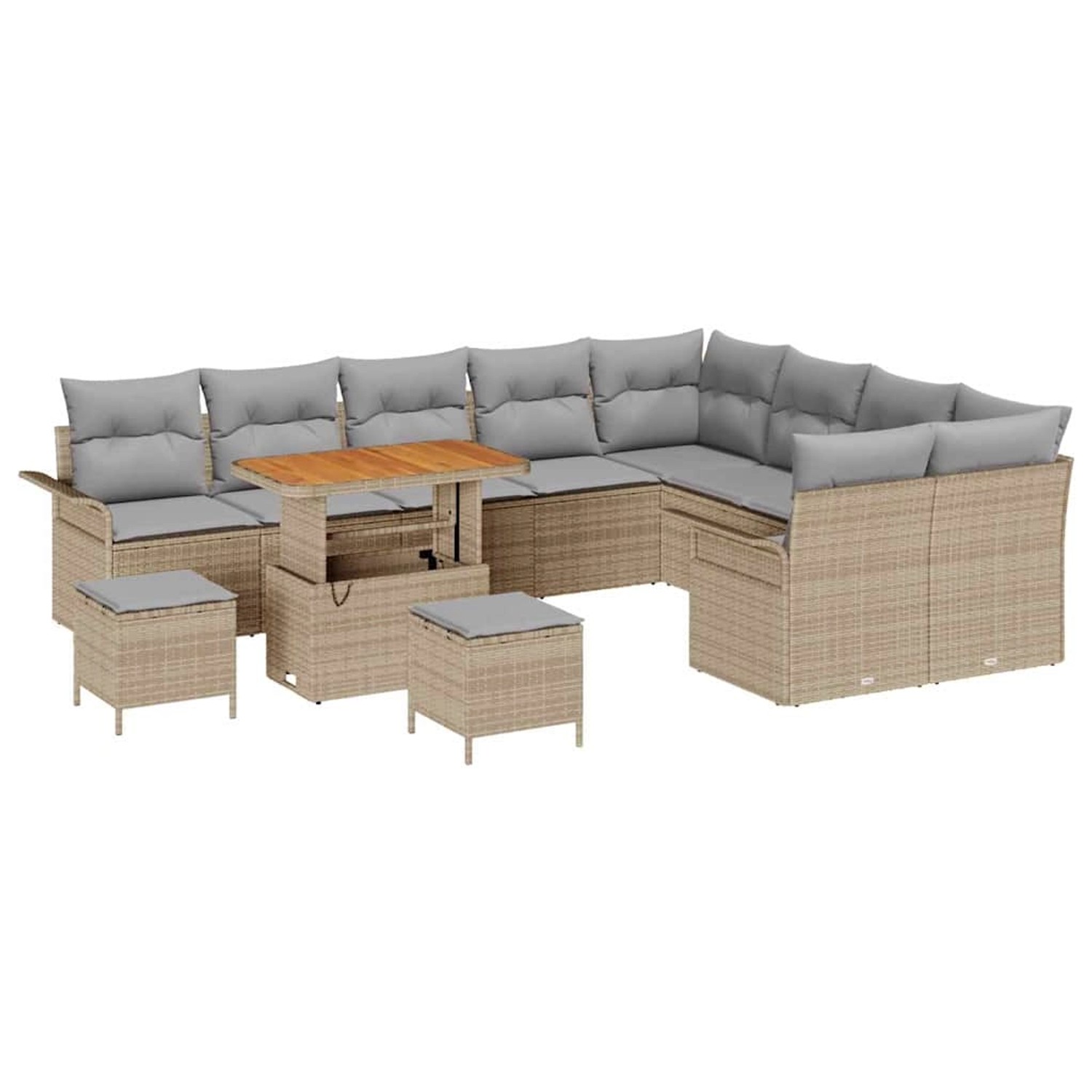 vidaXL 12-Teiliges Garten-Sofaset mit Kissen in Beige aus Poly Rattan und A günstig online kaufen