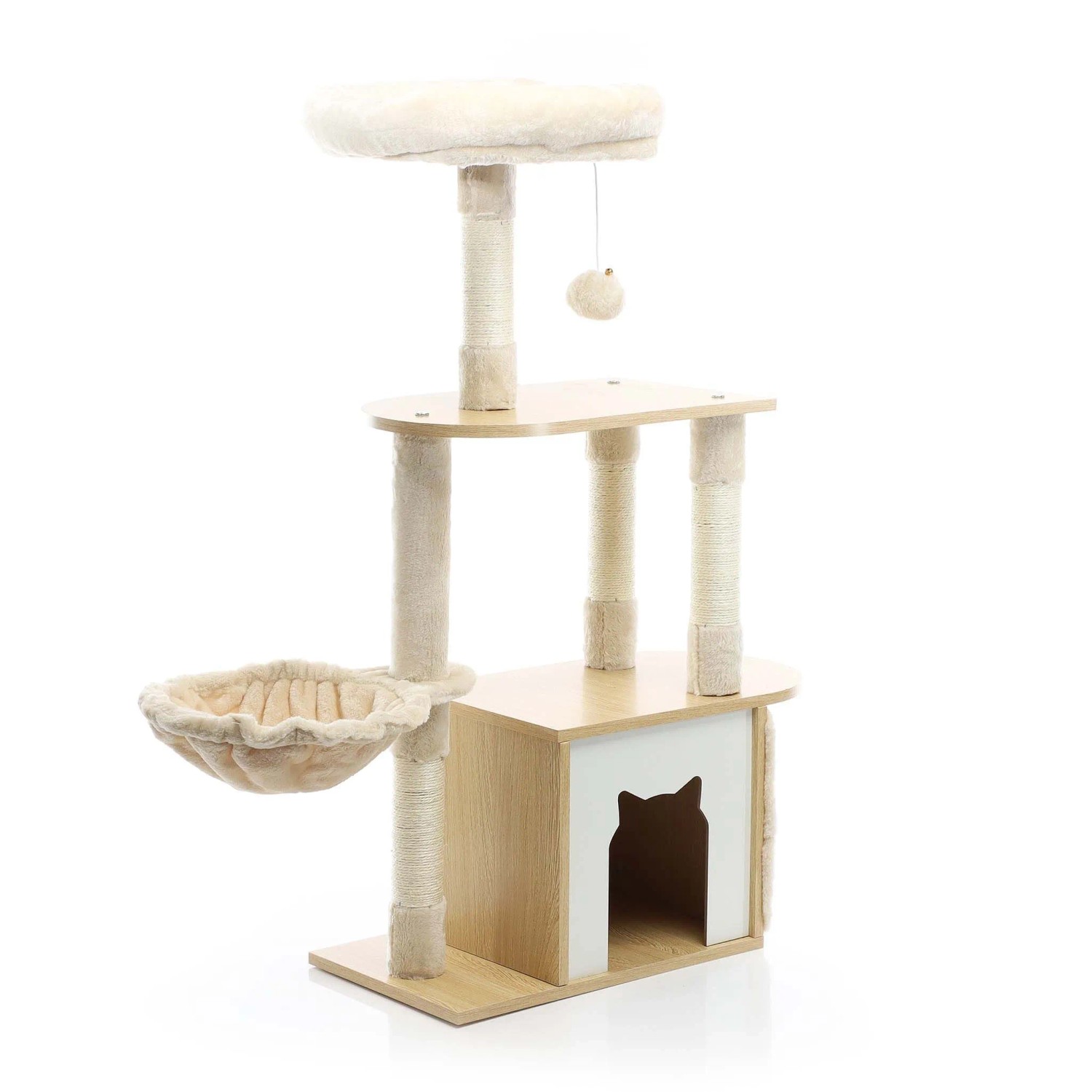 Fudajo Kratzbaum Holz Beige 106Cm Katzenkratzbaum Katzenbaum Katzenmöbel Katze