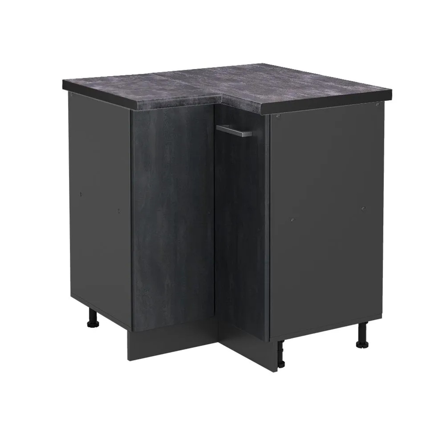 Vicco Eckunterschrank R-Line Schwarz Beton Anthrazit 76 cm AP Anthrazit