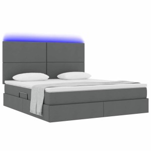vidaXL Bett mit LED-Lichtleisten Dunkelgrau 160 x 200 cm Stoff 3372364