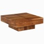 Quadratischer Couchtisch aus Akazienholz, 80x80x30 cm, für Wohnzimmer.