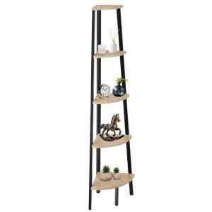 Eckregal Portland im Industrial Style mit Holz- und Stahl-Optik, Eiche Sonoma Dekor.