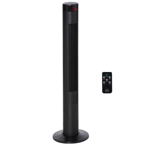 Schwarzer HOMCOM Turmventilator mit Fernbedienung, Ø31,5 x H117 cm.