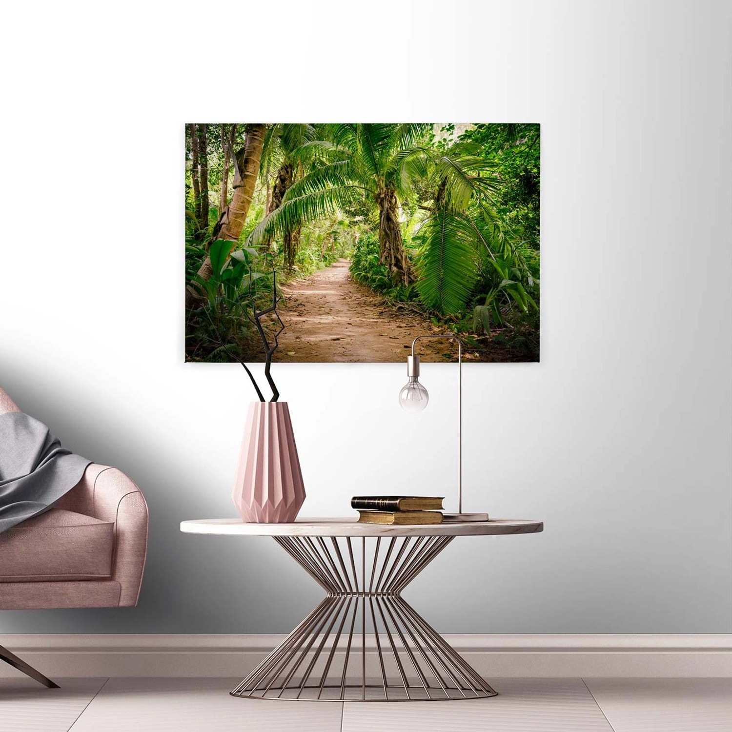 Bricoflor Bild Mit Dschungel Motiv In Grün Palmen Leinwandbild Ideal Für Badezimmer Und Schlafzimmer Regenwald Wandbild 