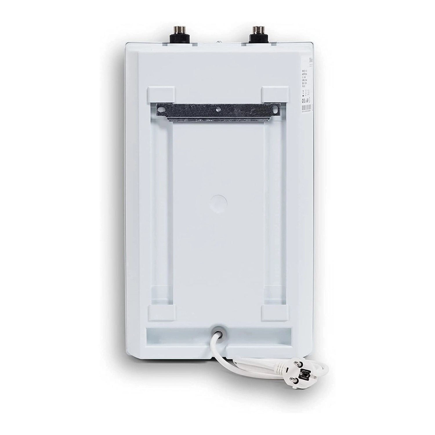 Vaillant Untertisch-Elektrospeicher VEN5/7UARM 5 Liter, Rückansicht mit Montagevorrichtung und Stromkabel.