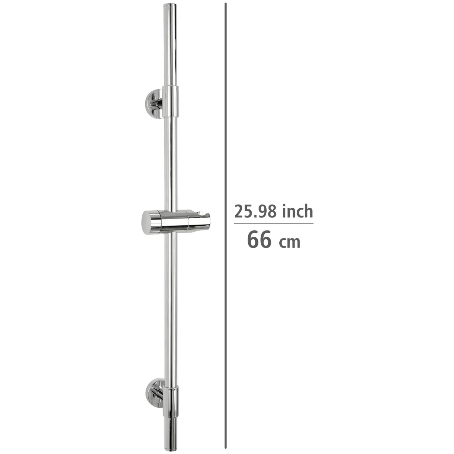 Wenko Duschstange Basic Chrom, 66cm, aus Edelstahl mit verstellbarem Brausehalter.