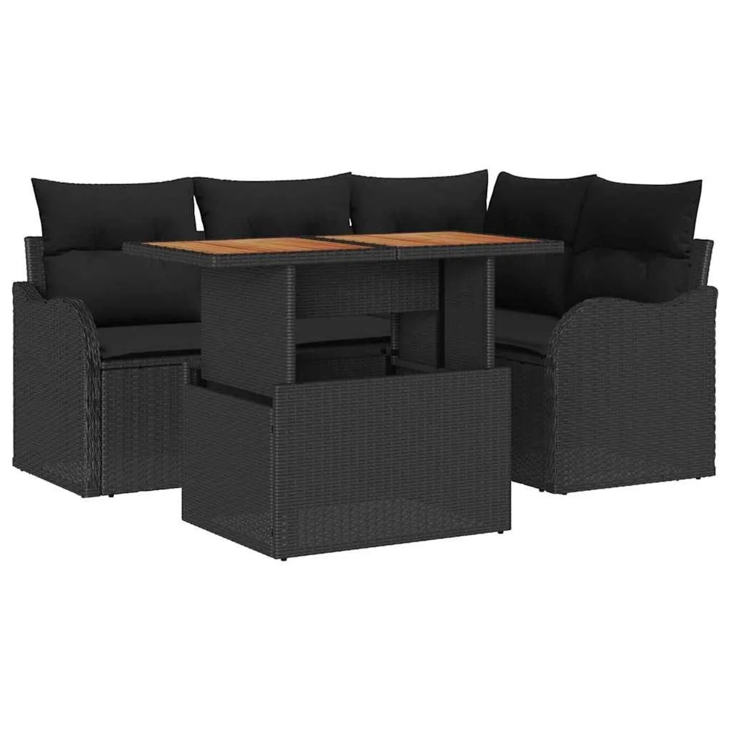 vidaXL Gartensofa-set mit Kissen 5-Tlg Schwarz Poly-Rattan 3349456 günstig online kaufen