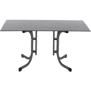 Rechteckiger, anthrazitfarbener Siena Garden Klapptisch Sola, 90x140 cm, mit Stahlgestell.