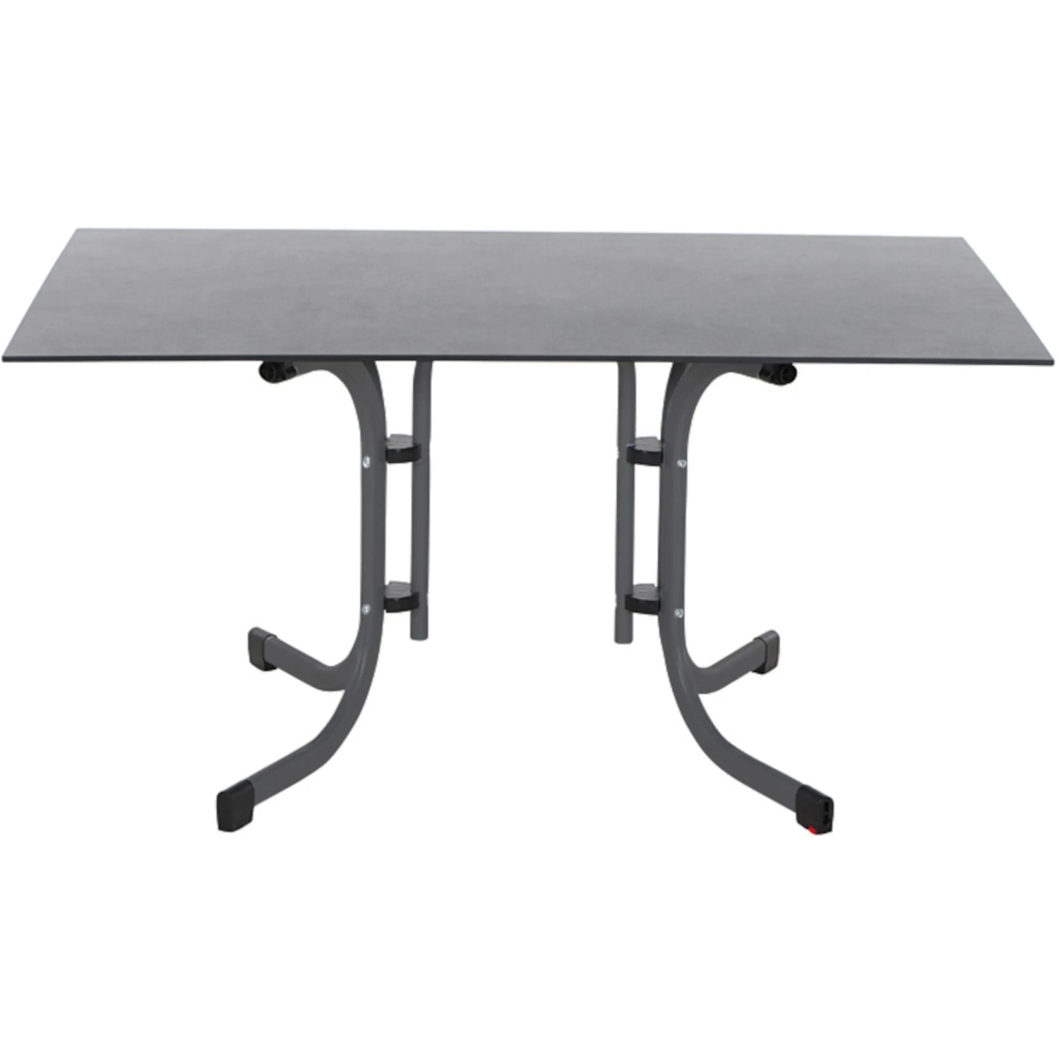 Rechteckiger, anthrazitfarbener Siena Garden Klapptisch Sola, 90x140 cm, mit Stahlgestell.