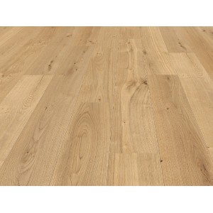 Helle Landhausdiele aus Eichenparkett mit geölter Oberfläche und natürlicher Holzstruktur.