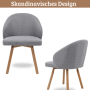 DELUKE Esszimmerstühle 2er Set ERIK Stoffbezug Eichenholz Beine Gepolsterte Sitzfläche Skandinavisch Minimalistisch Stühle Esszimmer Hellgrau_4