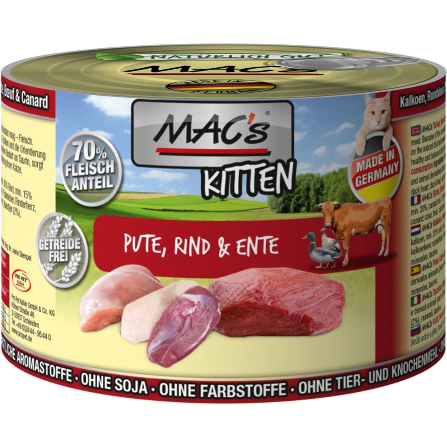 Mac's Katzen-Nassfutter Kitten Pute Rind und Ente 200 g