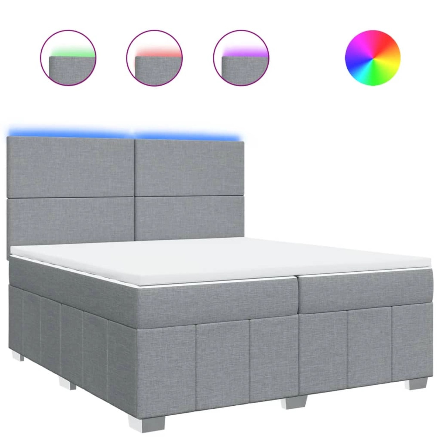 vidaXL Boxspringbett mit Matratze Hellgrau 200x200 cm Stoff 3294068 günstig online kaufen