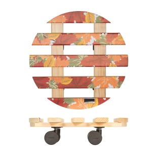 Wagner Multi Roller GH0643 mit Herbstlaub-Design, Rolluntersetzer aus Holz mit 4 Rollen, Ø 300mm, 100kg Tragkraft.
