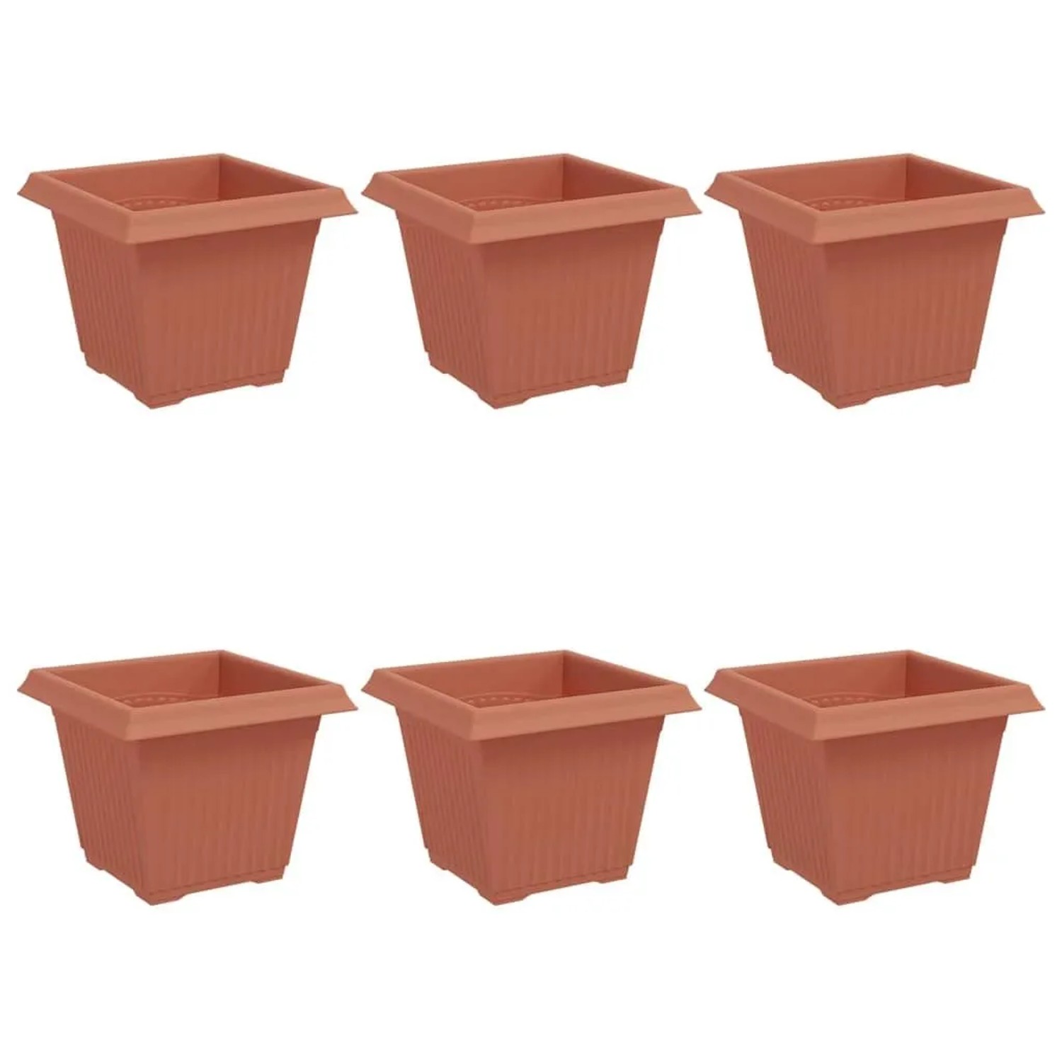 vidaXL Quadratischer Blumentopf 6 Stk Ziegelrot 20 x 20 x 16 cm 42020328