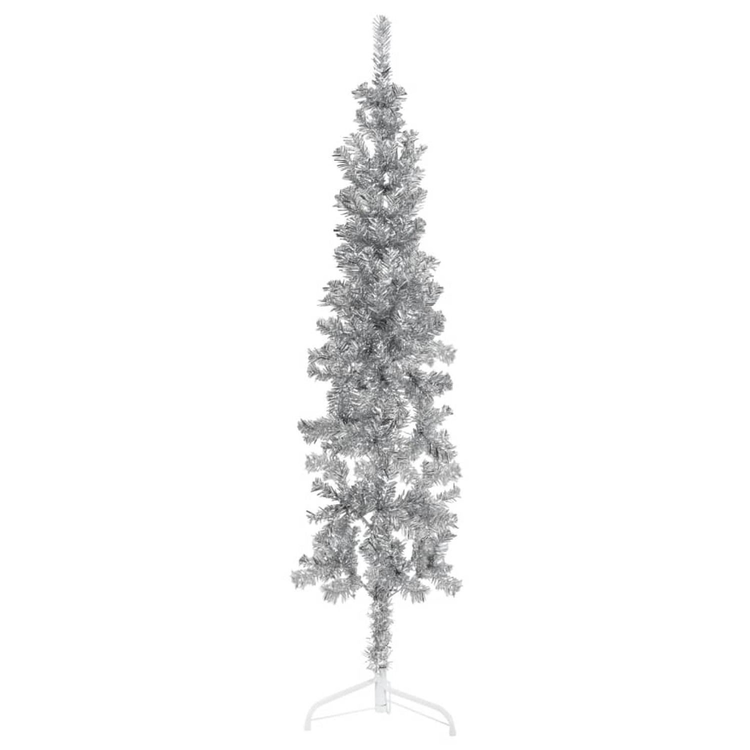 vidaXL Künstlicher Halb-Weihnachtsbaum Ständer Schlank Silbern 180 cm