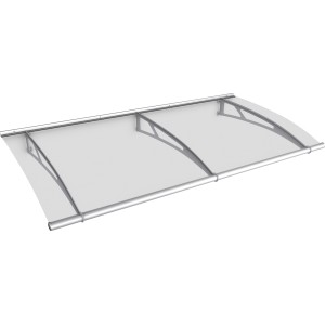 Modernes Pultvordach aus Edelstahl und klarem Acrylglas, 190x95cm, für den Hauseingang.