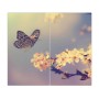 2-teilige Glas Herdabdeckplatte mit Schmetterling und Blütenzweig Motiv, je 30x52 cm.