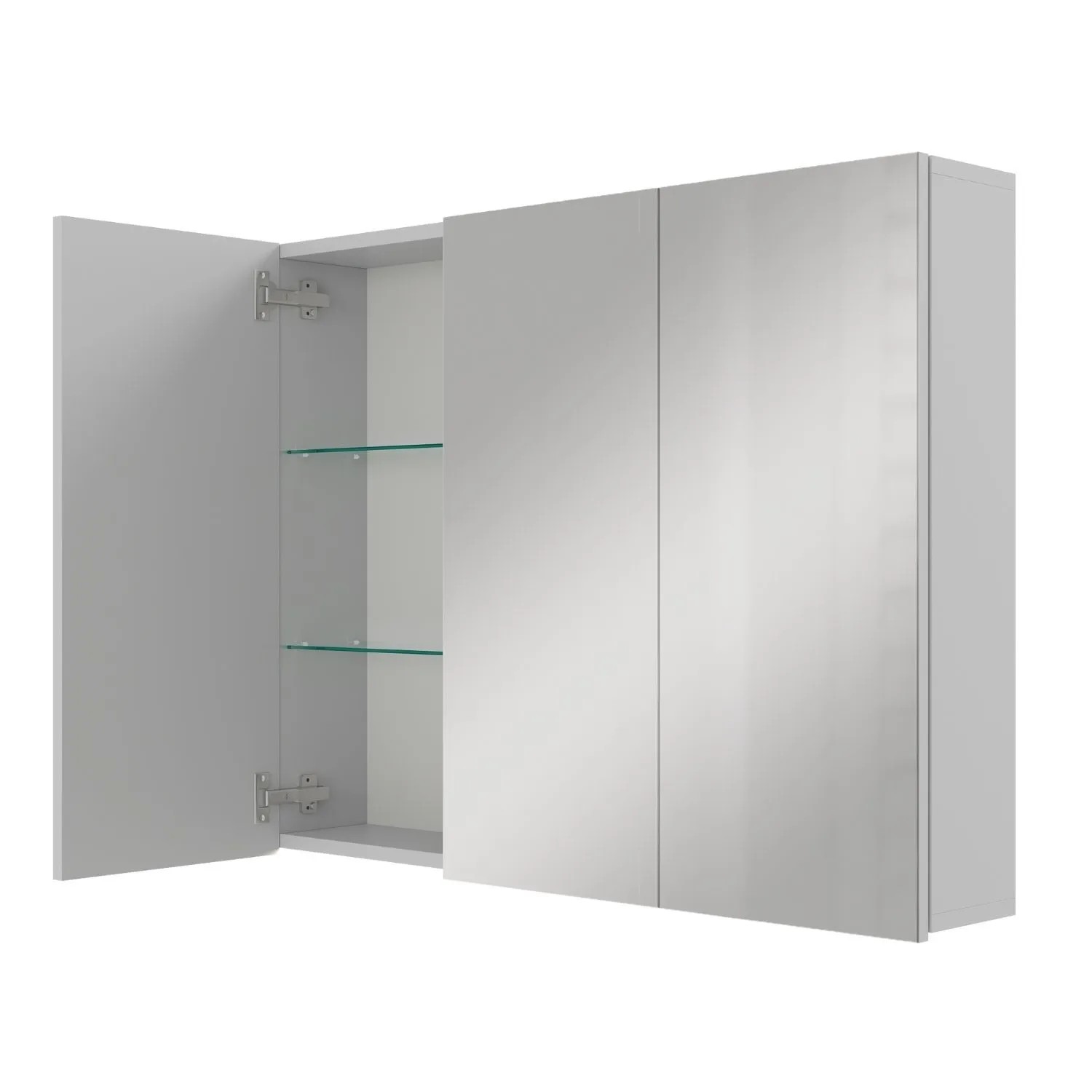 Planetmöbel ARIA Spiegelschrank 90 cm Weiß Grau ohne Leuchte ohne Steckdosenbox