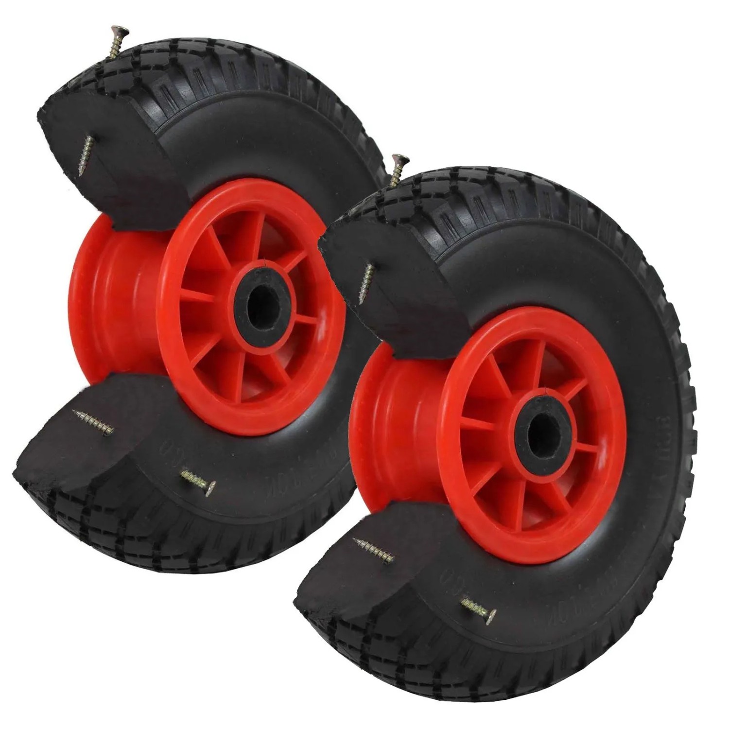 TRUTZHOLM 2x Sackkarrenrad PU Rad 260x85mm 3.00-4 75mm Zentrierte Nabe Durchmesser 20mm Rot