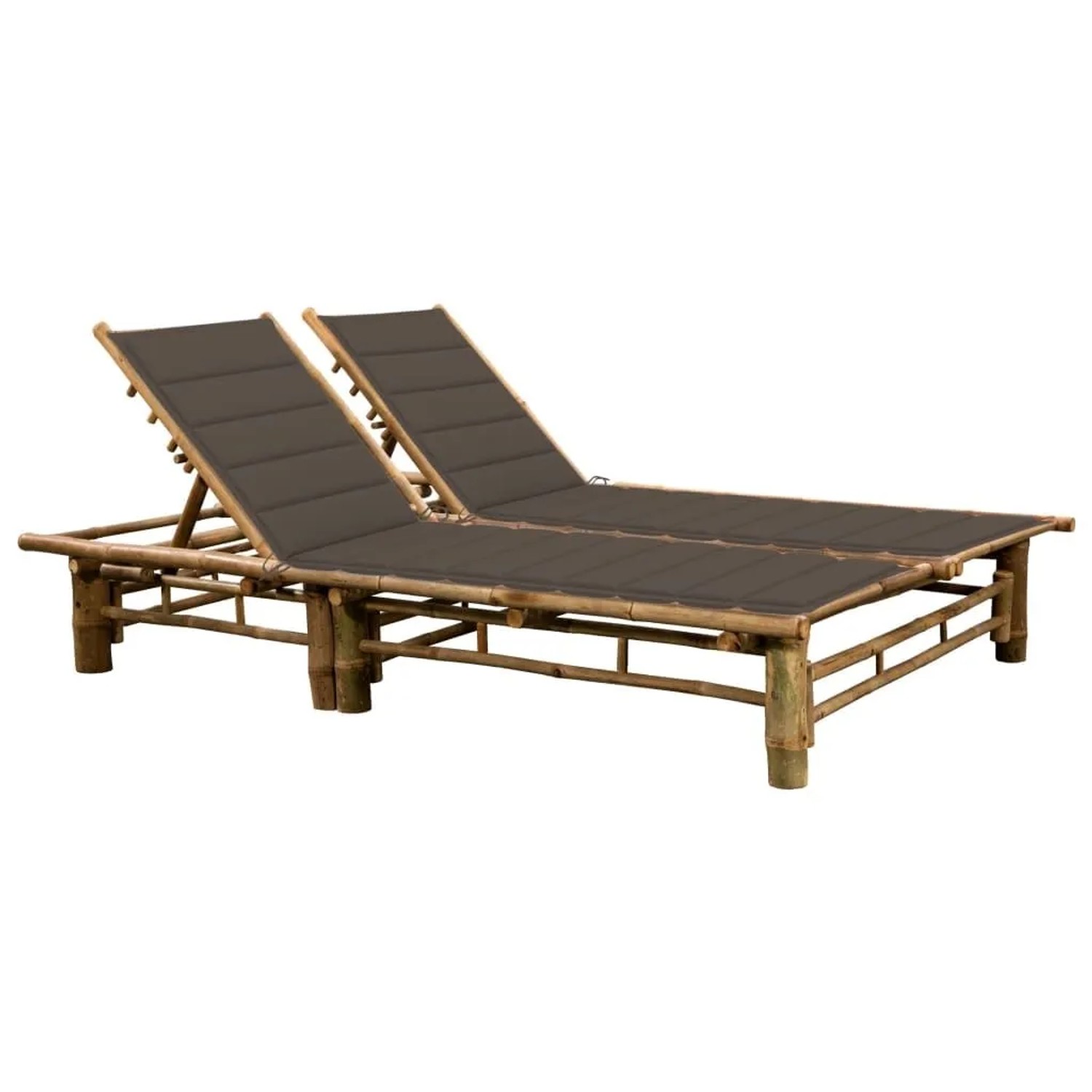 Furnicato Sonnenliege Bambus 200 X 130 X 24 87 Cm Taupe 3 Liegepositionen