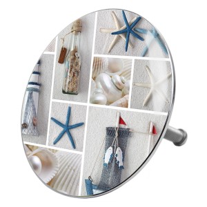 Sanilo Badewannenstöpsel Meeresbrise mit maritimen Motiven wie Muscheln und Seesternen.