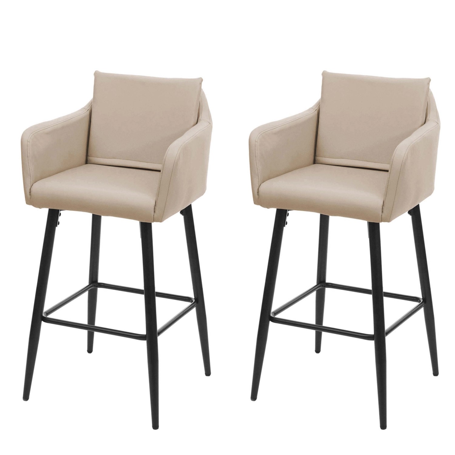 PROREGAL 2er-Set Barhocker Mit Lehne Sitzhöhe 74cm Fußablage Metall Kunstle günstig online kaufen