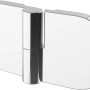 Detailaufnahme: Schulte ExpressPlus Drehtür MasterClass Seitenwand, Anschlag rechts, Chrom-Optik.