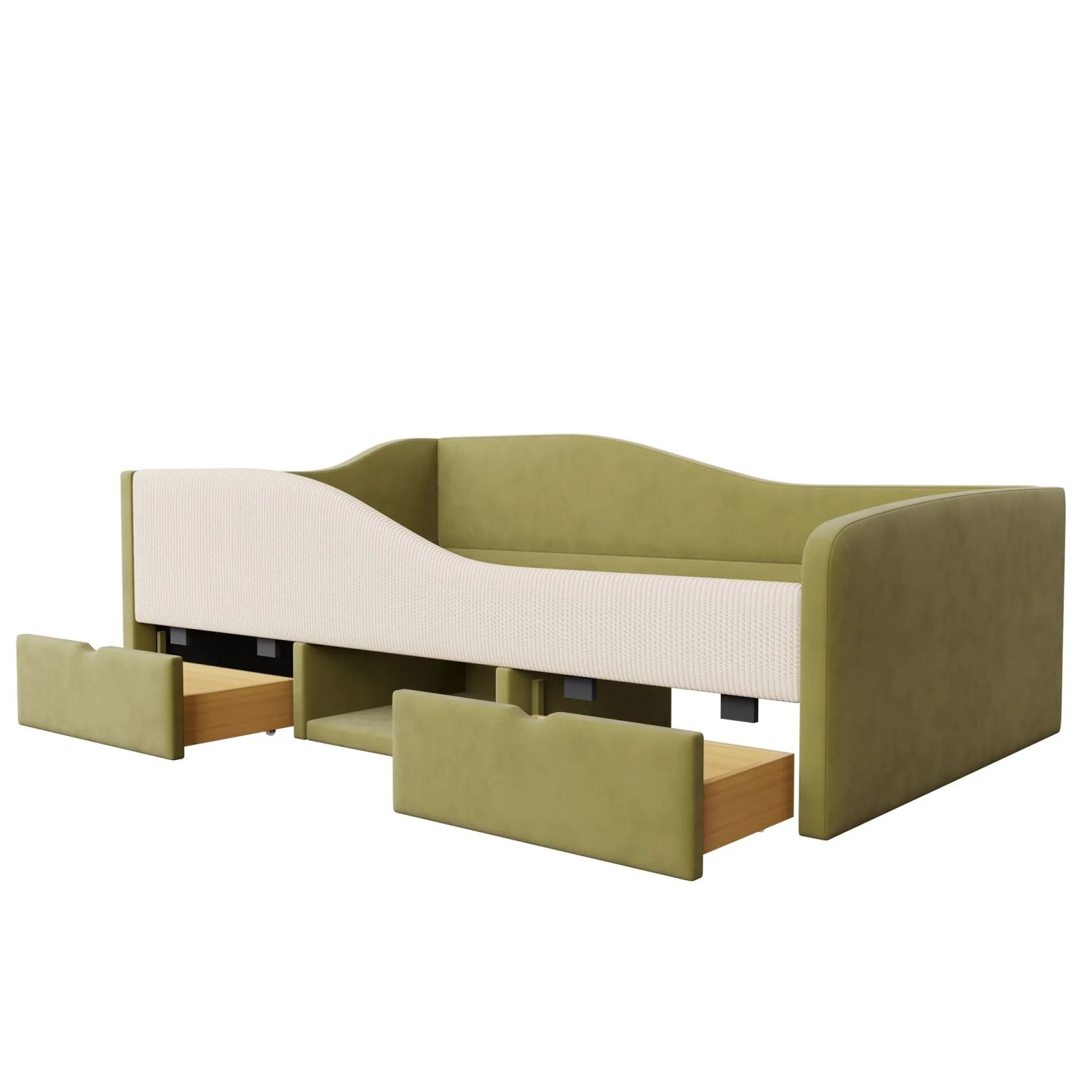 Merax Sofabett 90x190cm mit Schubladen Zäunen Grün Creme