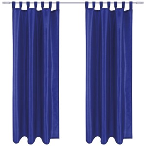 Arsvita Gardinen-Set Alessia, 2 Stück, blickdicht, blau, mit Schlaufen.