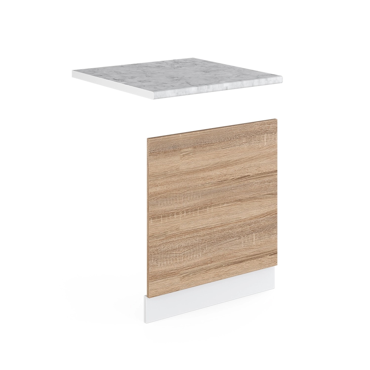 Vicco Frontblende R-Line Geschirrspüler Fronttür Sonoma/Weiß 60 cm AP Marmor