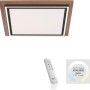 Quadratisches Paul Neuhaus LED-Panel Palma mit Holzdekor, inklusive Fernbedienung.