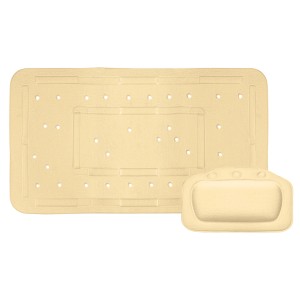 Beige BWO Silva Wanneneinlage, 2-teiliges Set mit Wannenkissen für Komfort und Sicherheit in der Badewanne.