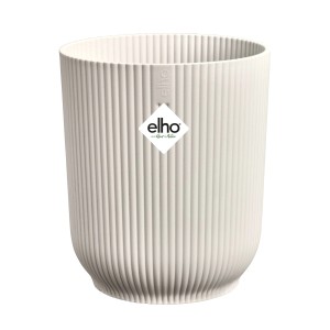 Elho Vibes Fold Orchideentopf, hoch, Ø 12,5 cm, Leinenweiß, gerippte Struktur.