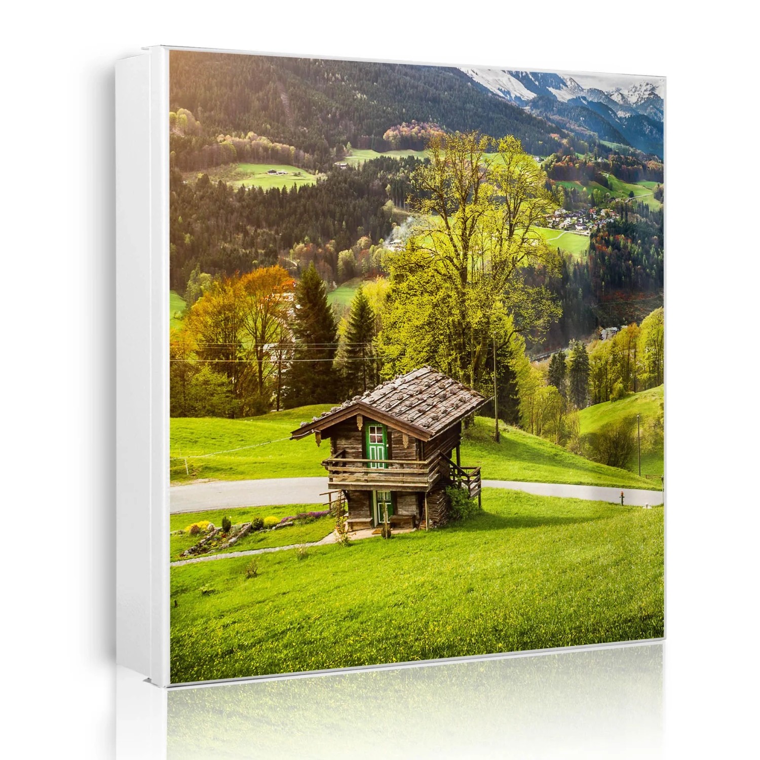 Banjado Großer Schlüsselkasten Metall 30x30cm Weiß Scharnier Links 50 Haken Beschreibbar Magnetisch Motiv Berchtesgadener Land