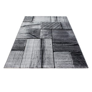Ayyildiz Kurzflorteppich Parma 9260, schwarz, 240x340 cm, mit Holzoptik.