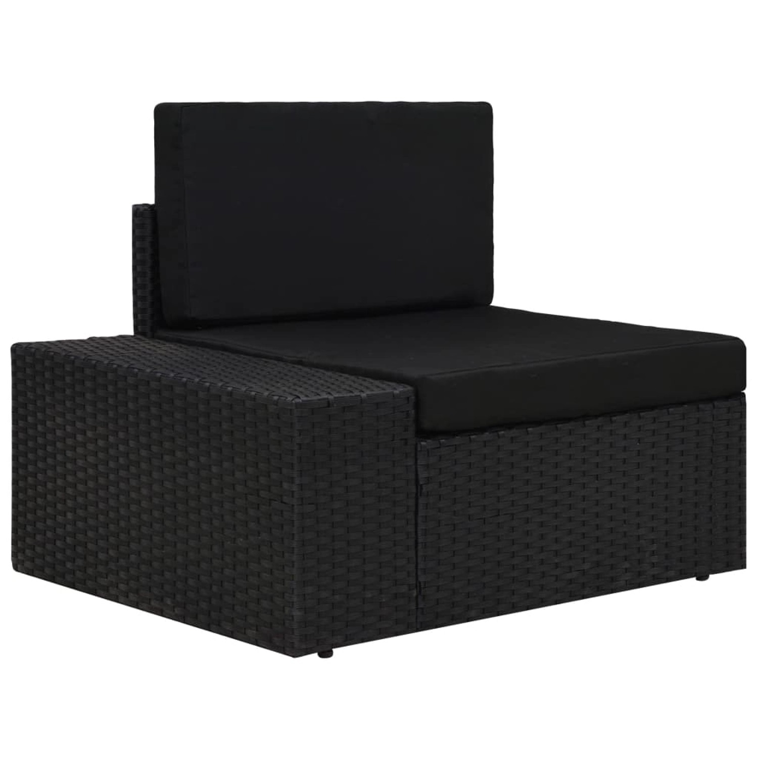 Schwarzes vidaXL Garten-Lounge-Set aus Poly Rattan, Einzelteil. Modulares Gartenmöbel mit Sitz- und Rückenkissen.