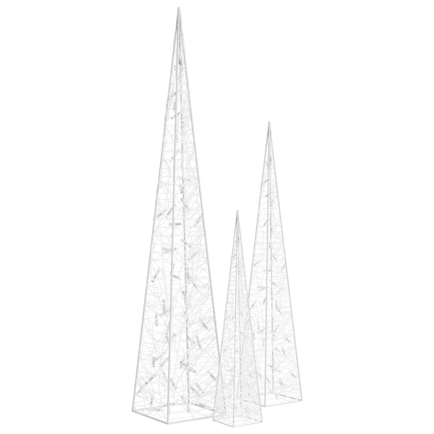 vidaXL LED-Leuchtkegel-Set Acryl Deko Kaltweiß 60/90/120 cm 328972