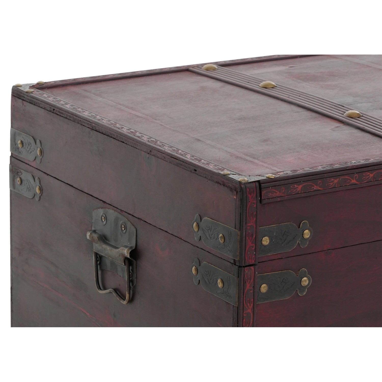 Eckige MCW Holztruhe Antibes in Antikoptik, 49x77x47cm, ideal zur Aufbewahrung.