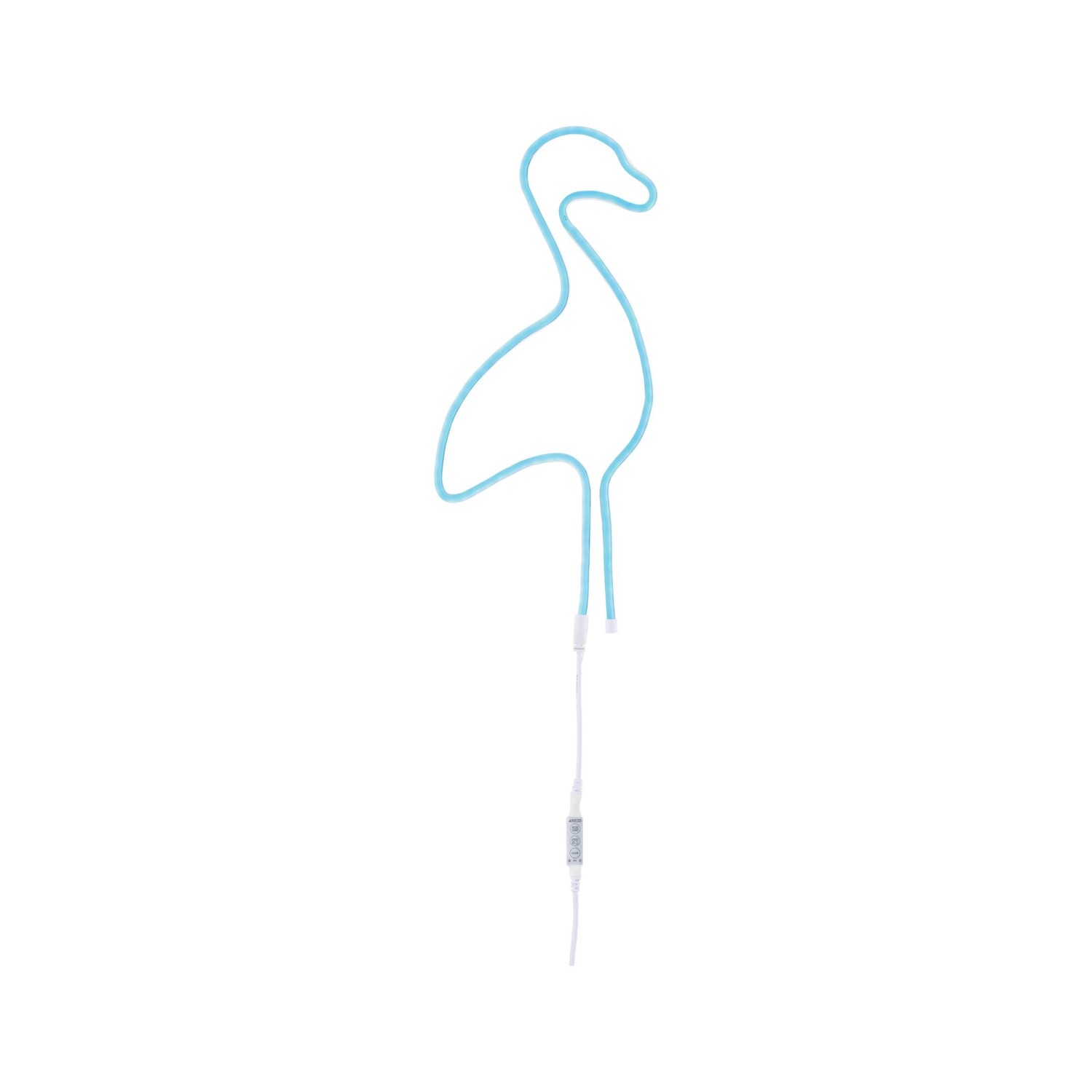 Blauer Paulmann Neon LED-Streifen in Form eines Flamingos mit USB-Anschluss.