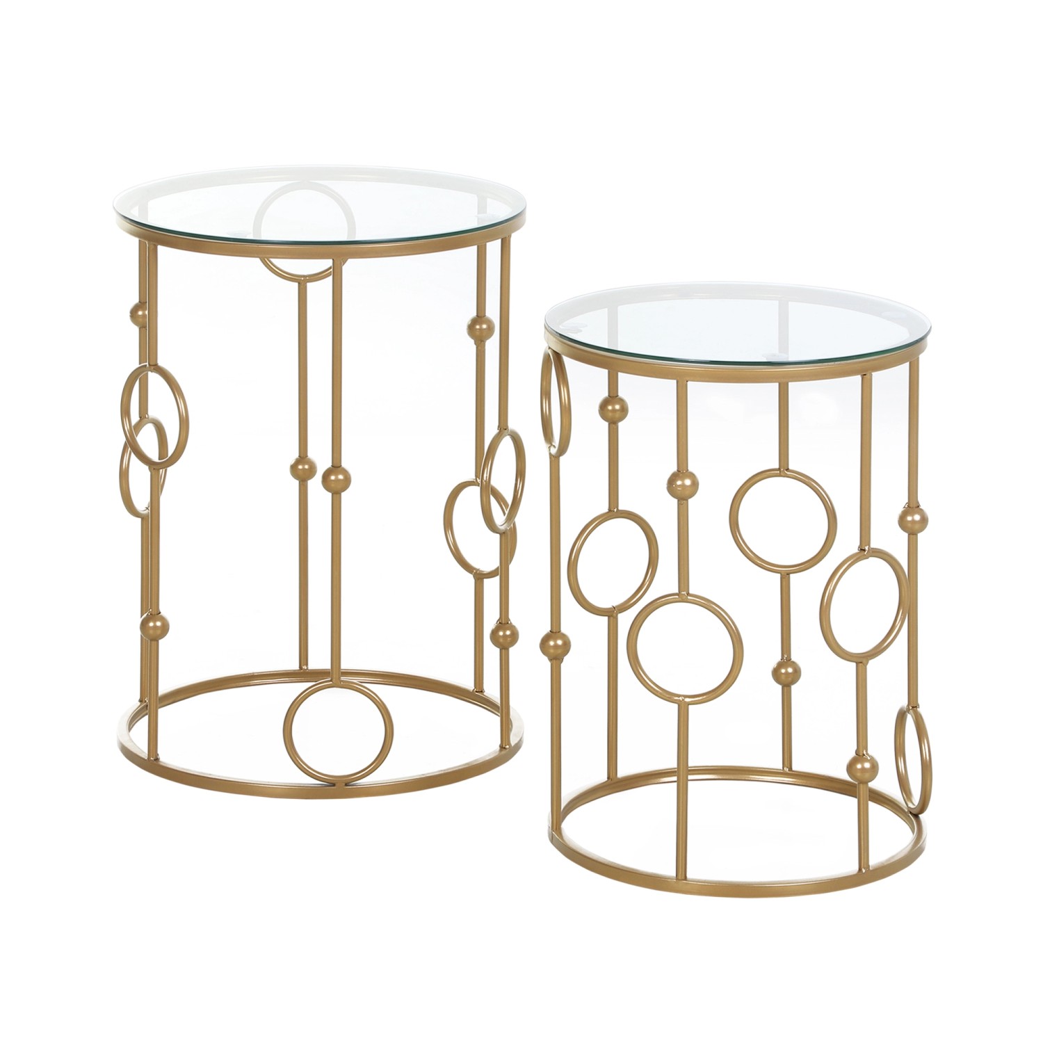 HOMCOM Couchtisch-Set Metall Gehärtetes Glas 41L x 41B x 57H cm Gold günstig online kaufen