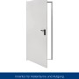 Weiße ZK-Tür mit Eckzarge, DIN links, 875x1875x55 mm, geöffnet mit schwarzem Türgriff.