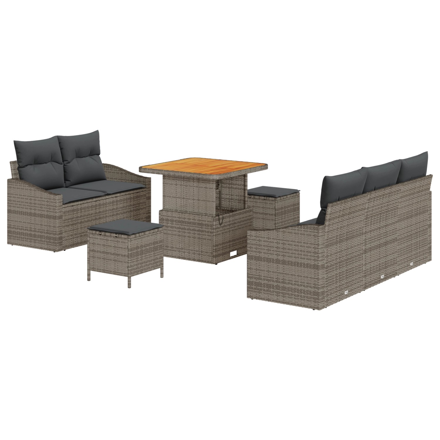 vidaXL Garten-Sofa-Set mit Kissen 8-Tlg Grau Poly Rattan 3362598 günstig online kaufen