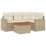 Beige 5-tlg. vidaXL Garten-Sofagarnitur aus Rattan mit Kissen für Terrasse & Garten.